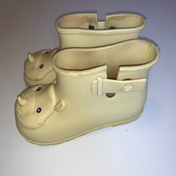 Mini Melissa Bear Rain Boots Kids US 9 Beige Teddy Face PVC Discontinued - Picture 3 of 6